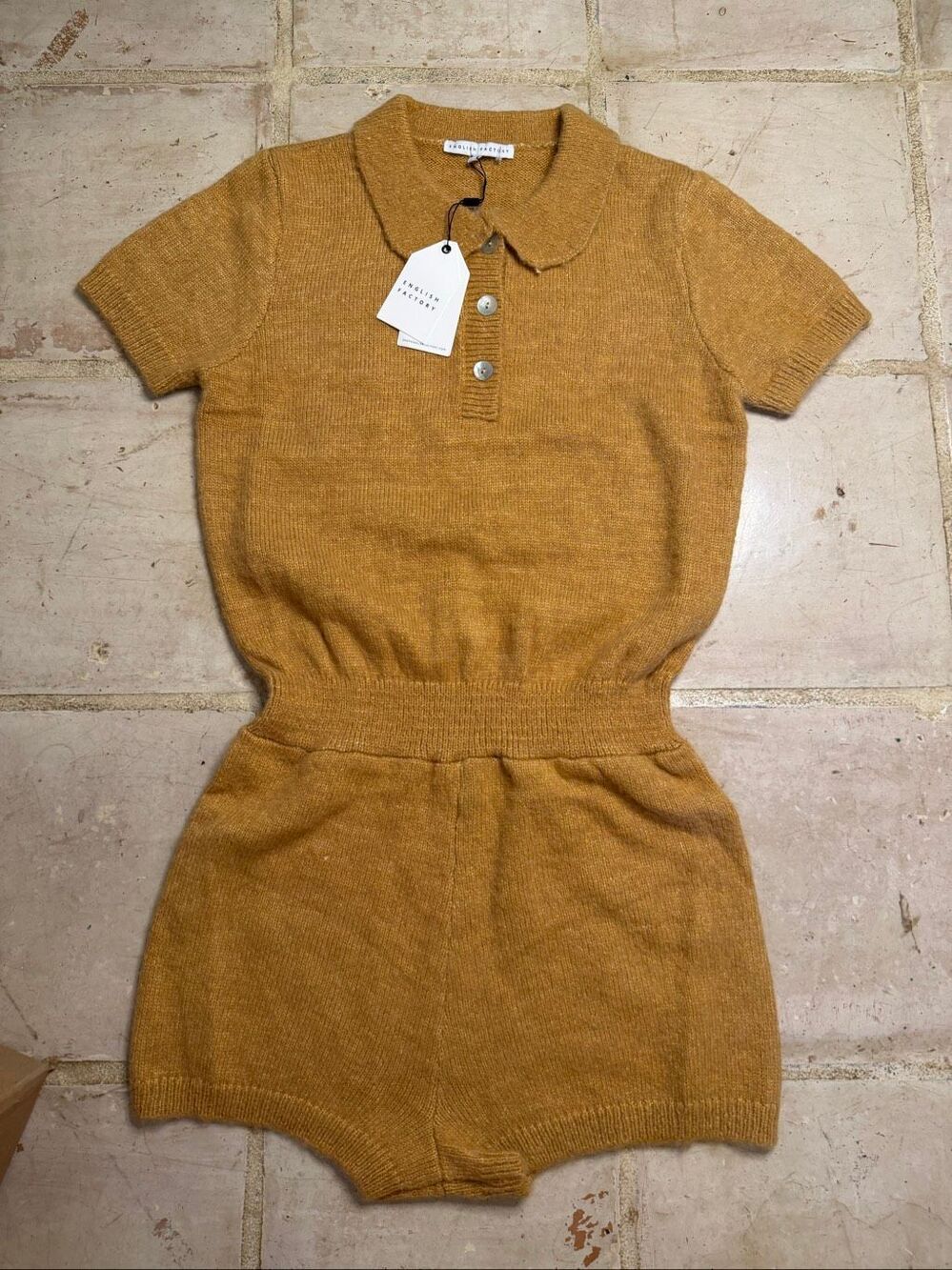 NWT Anthropologie English Rose knit polo sweater romper